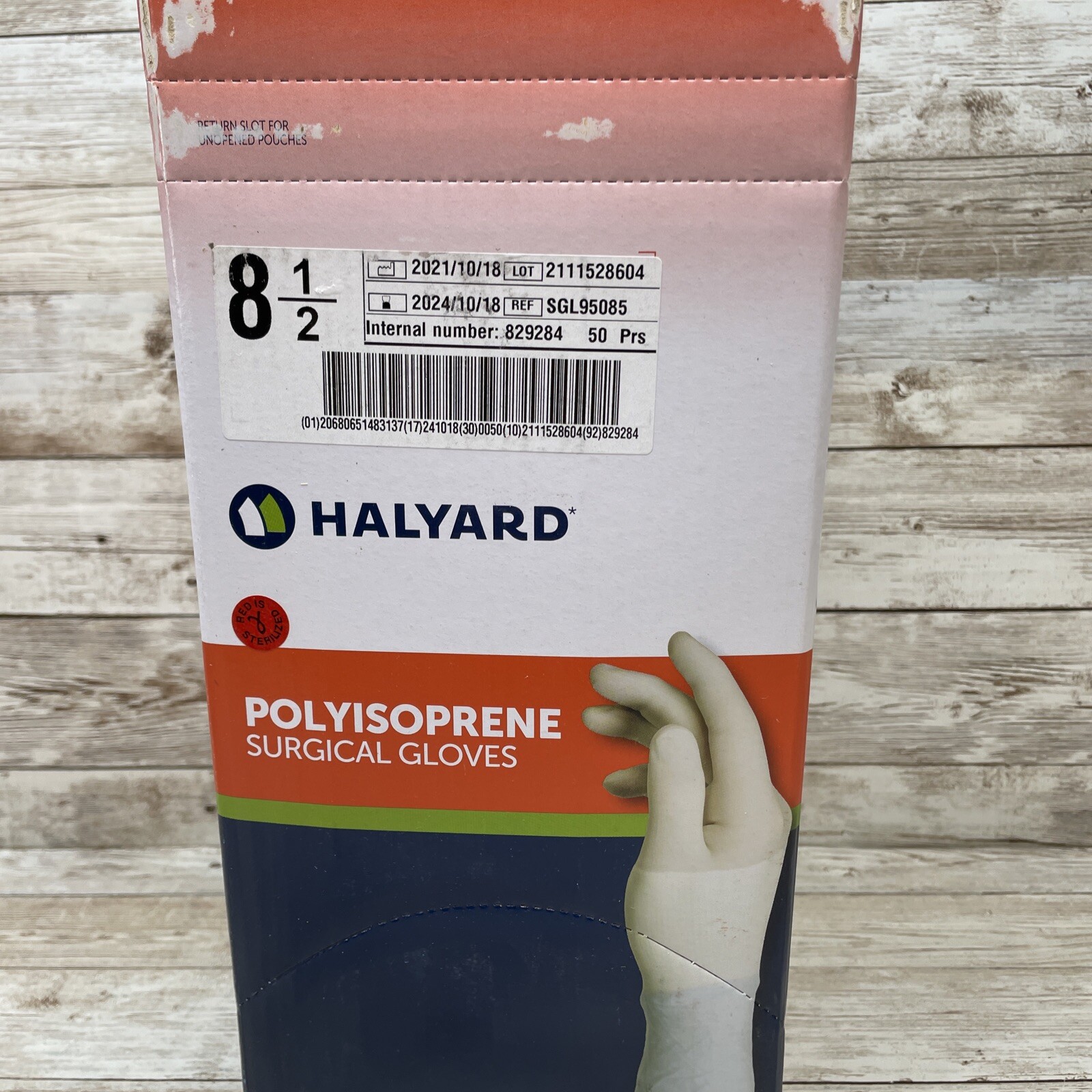 HALYARD Polyisoprene Surgical Gloves *1 Dented Box* Size 8.5, 50 pair *See Date*