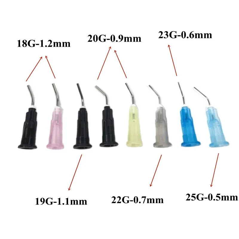 Dental Pre Bent Tip Etchant Needle Tips for Etch Gel Composite Flow Applicator