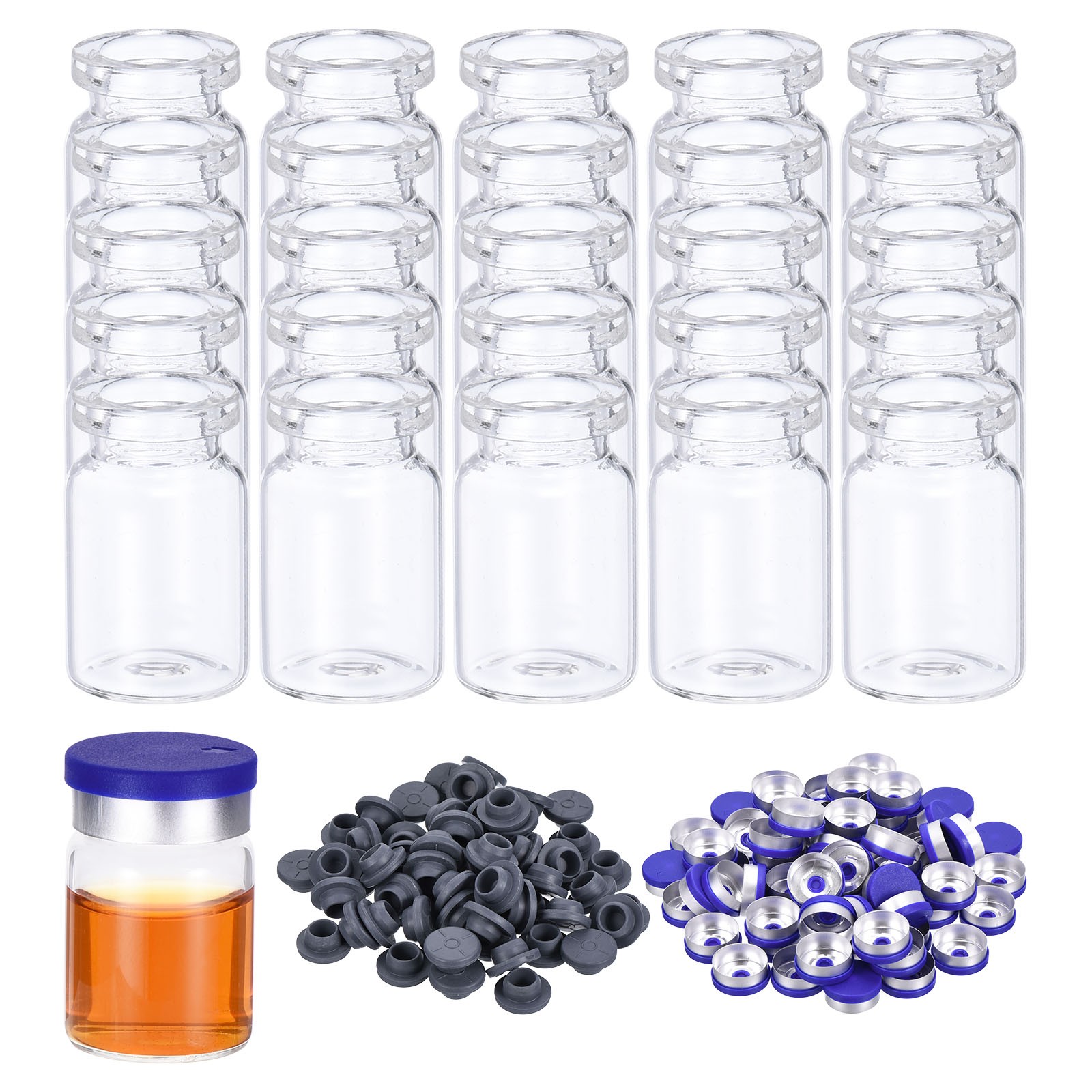 100PCS 6ml Glass Vials Glass Vial Small Glass Vials Empty with Caps Stopper