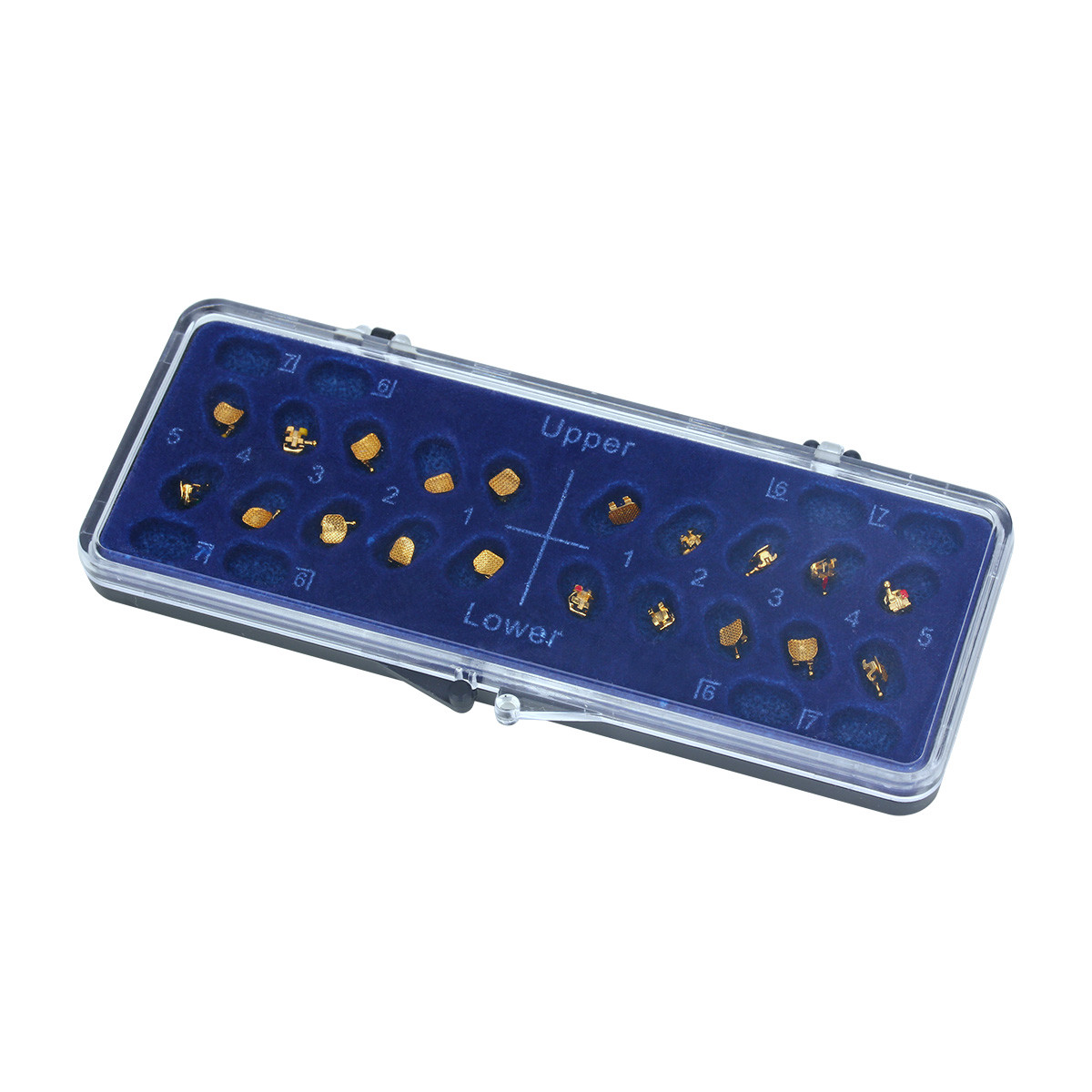 Dental Orthodontic Metal Brackets Braces 24K Gold Plated Mini Roth.022 345 Hooks