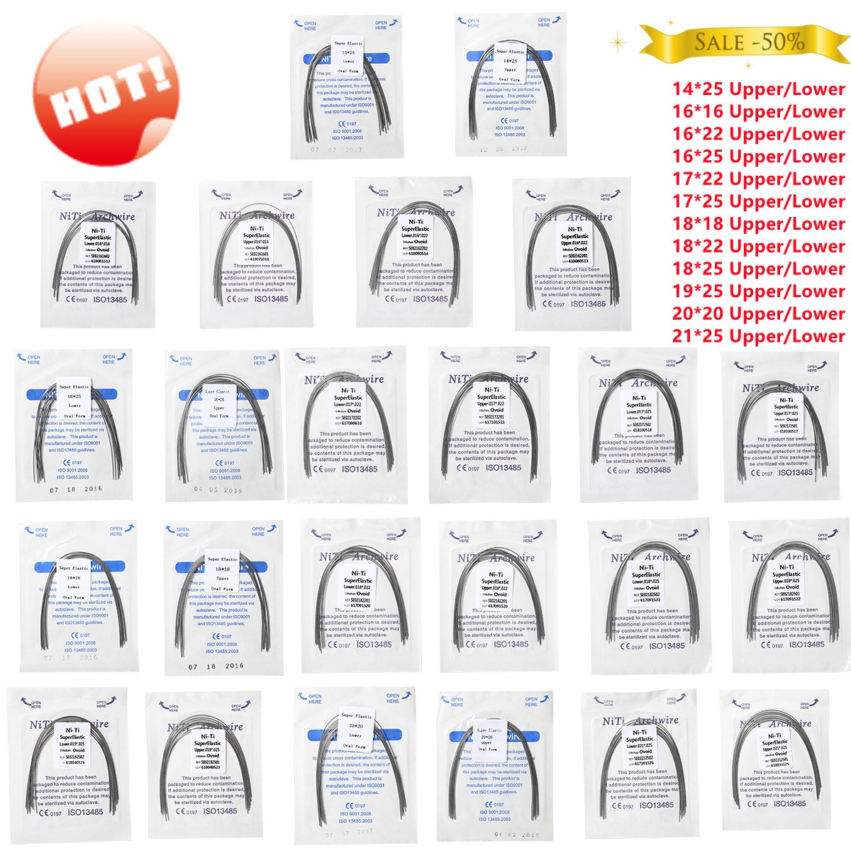 10 Packs/100pcs Dent Orthodontic Super Elastic Niti Rectangular Arch Wires O