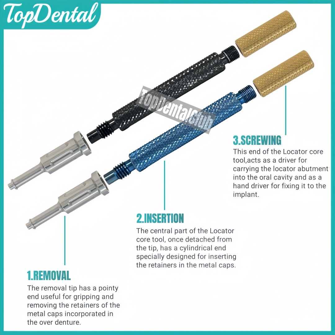 Dental Retention Cap Insertion Locator Core Tool Overdenture Abutment Fit OSSTEM