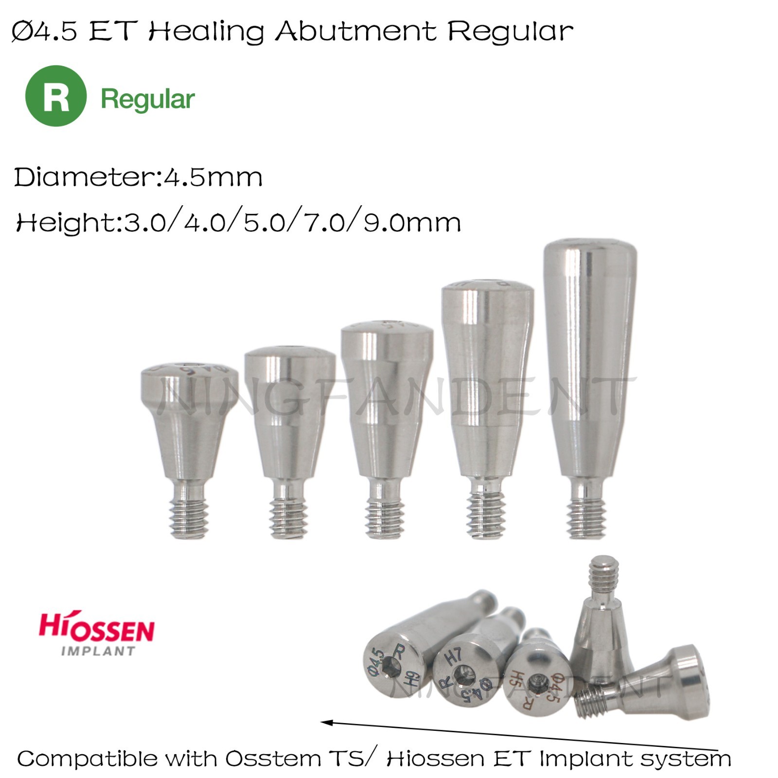 Regular Conical Connection Healing Cap Abutment 3-9mm Height Fits Hiossen Osstem