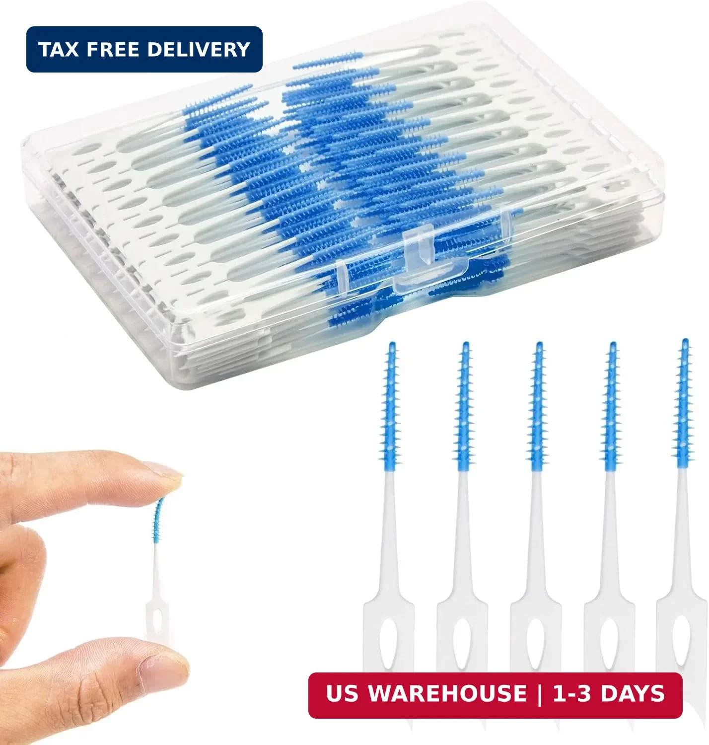 Dental Floss Picks, 200 Count, Soft Rubber Brush Head, Interdental Brushes with