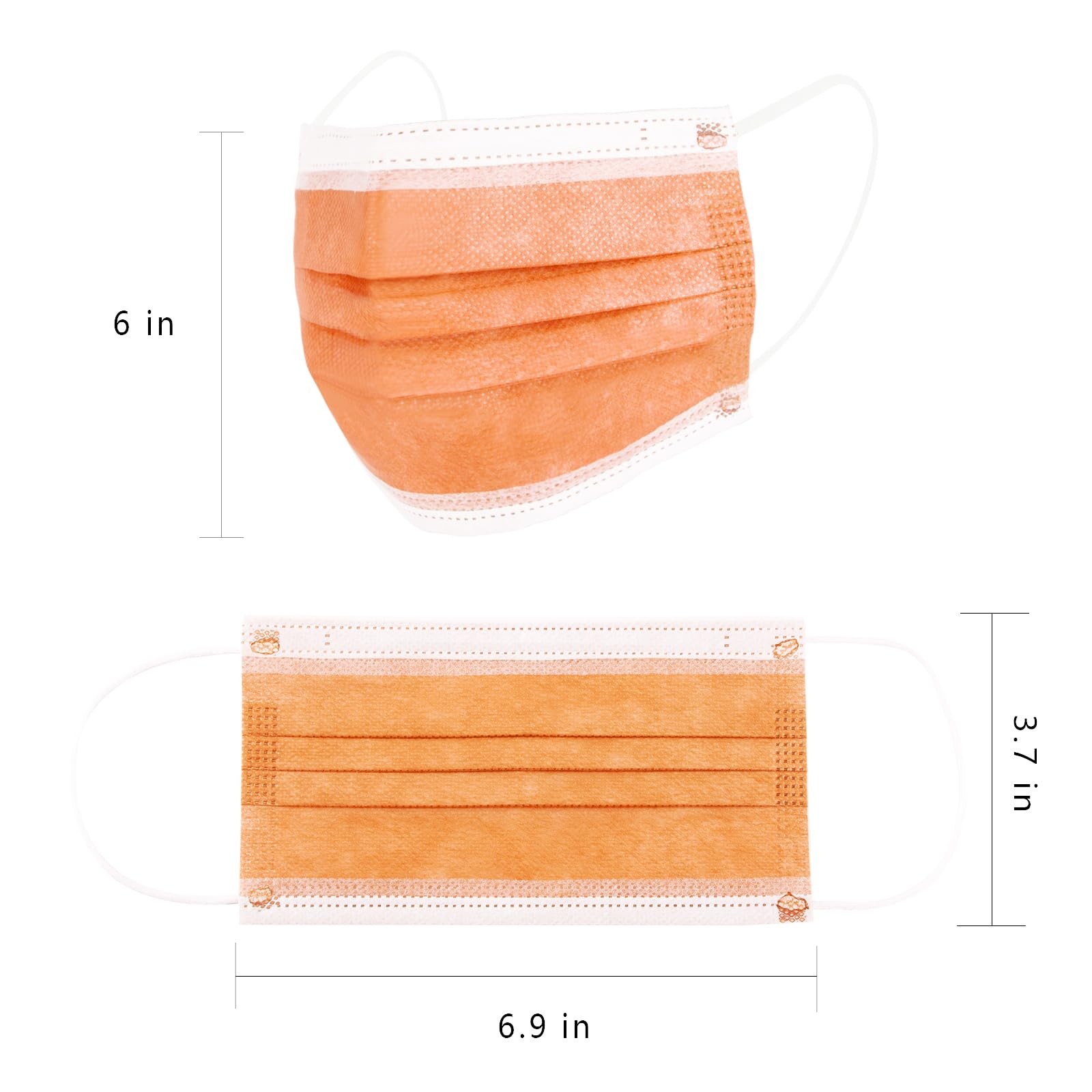 Borje Disposable Face Mask 100 Pcs Face Masks 3 Ply Protection Masks Tangerine