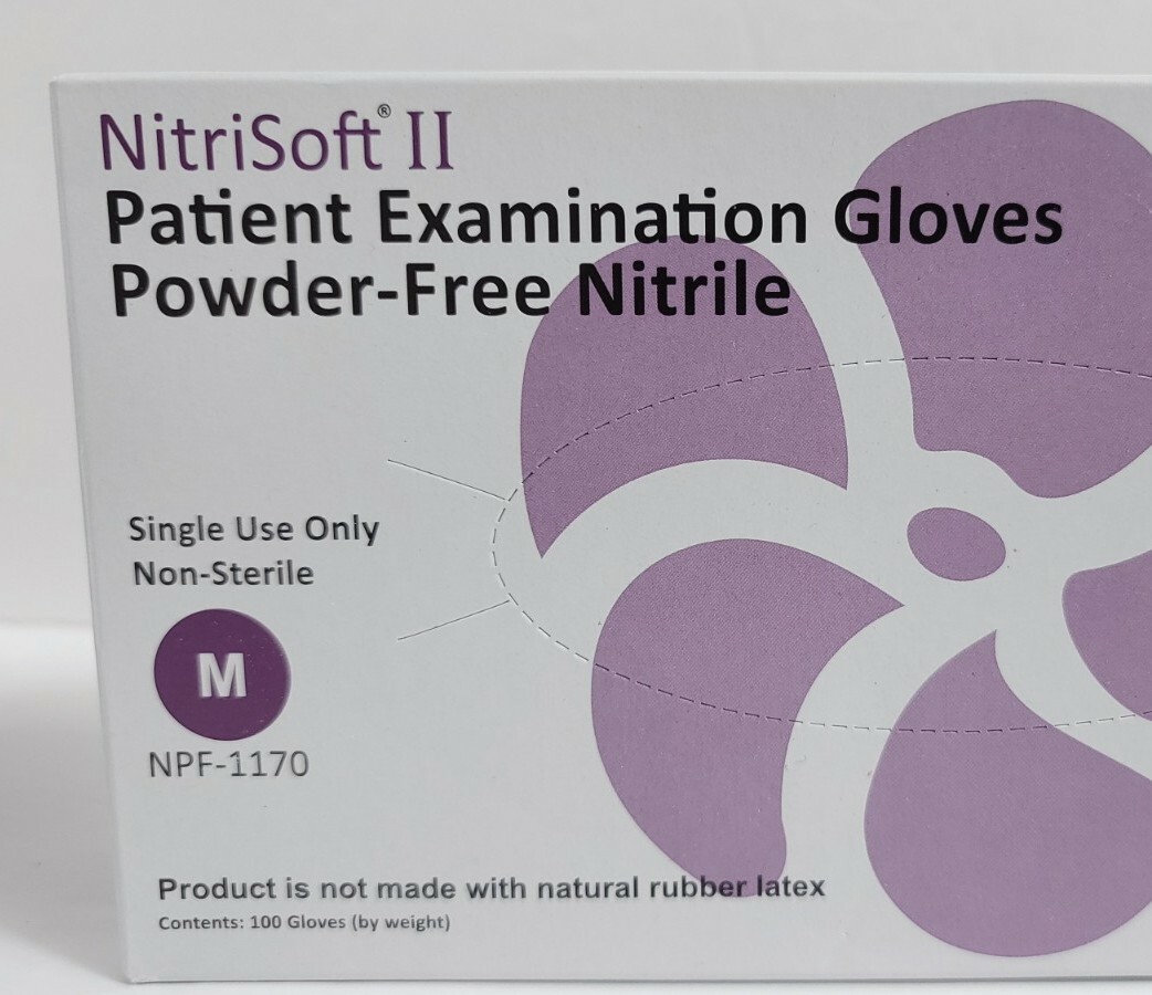 100 Medium NitriSoft II Nitrile Disposable Exam Gloves Latex Powder Free Blue