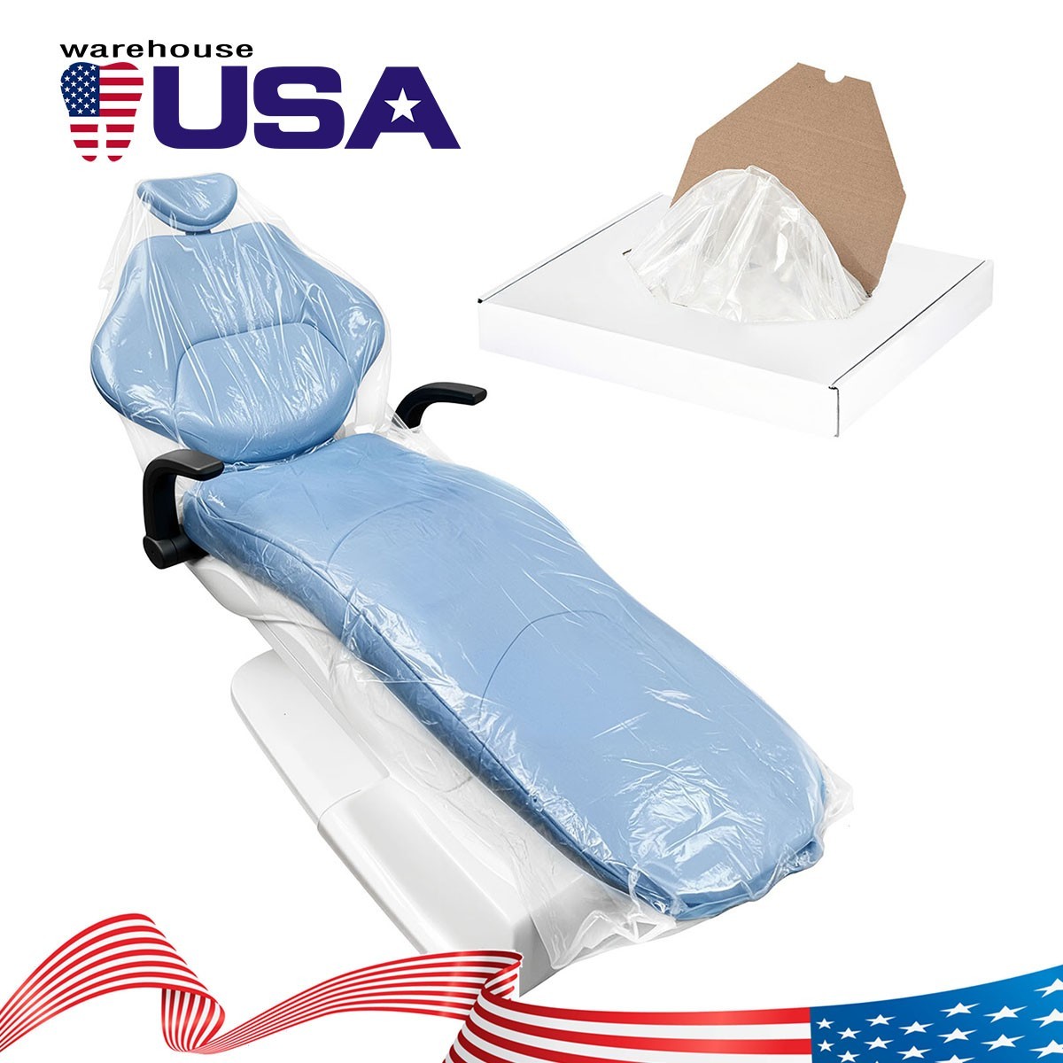 Dental Disposable Full Chair Sleeves Protective Cover Clear Plastic 29″x80″125Pc
