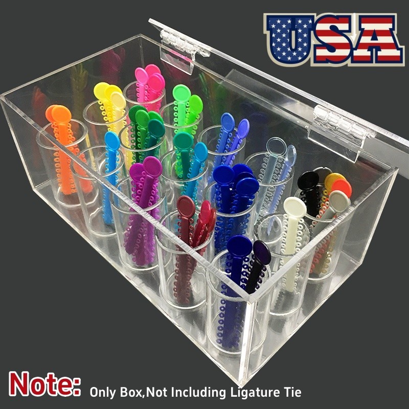 Dental Ortho Elastic Ligature Tie Organizer Holder Acrylic Placing Bands Box USA