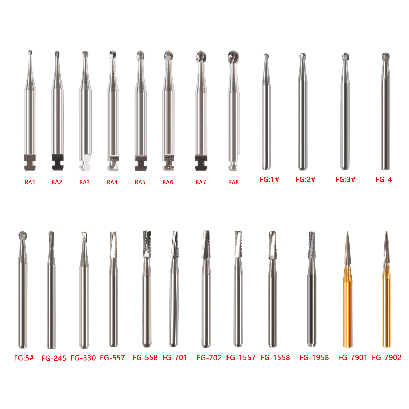 10pcs/pk Dental Carbide Burs for High Speed Handpiece Pear Bur 19mm FG Shank