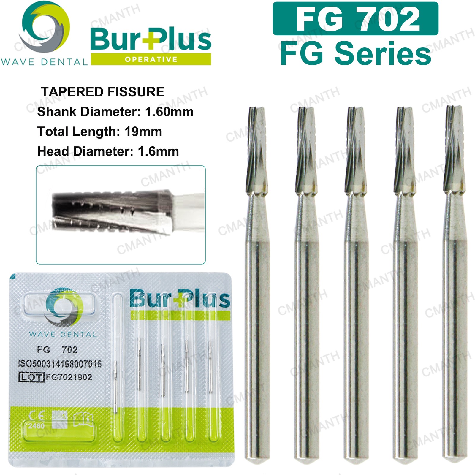 WAVE Dental Diamond Tungsten Carbide Burs Drill FG for High Speed Handpiece