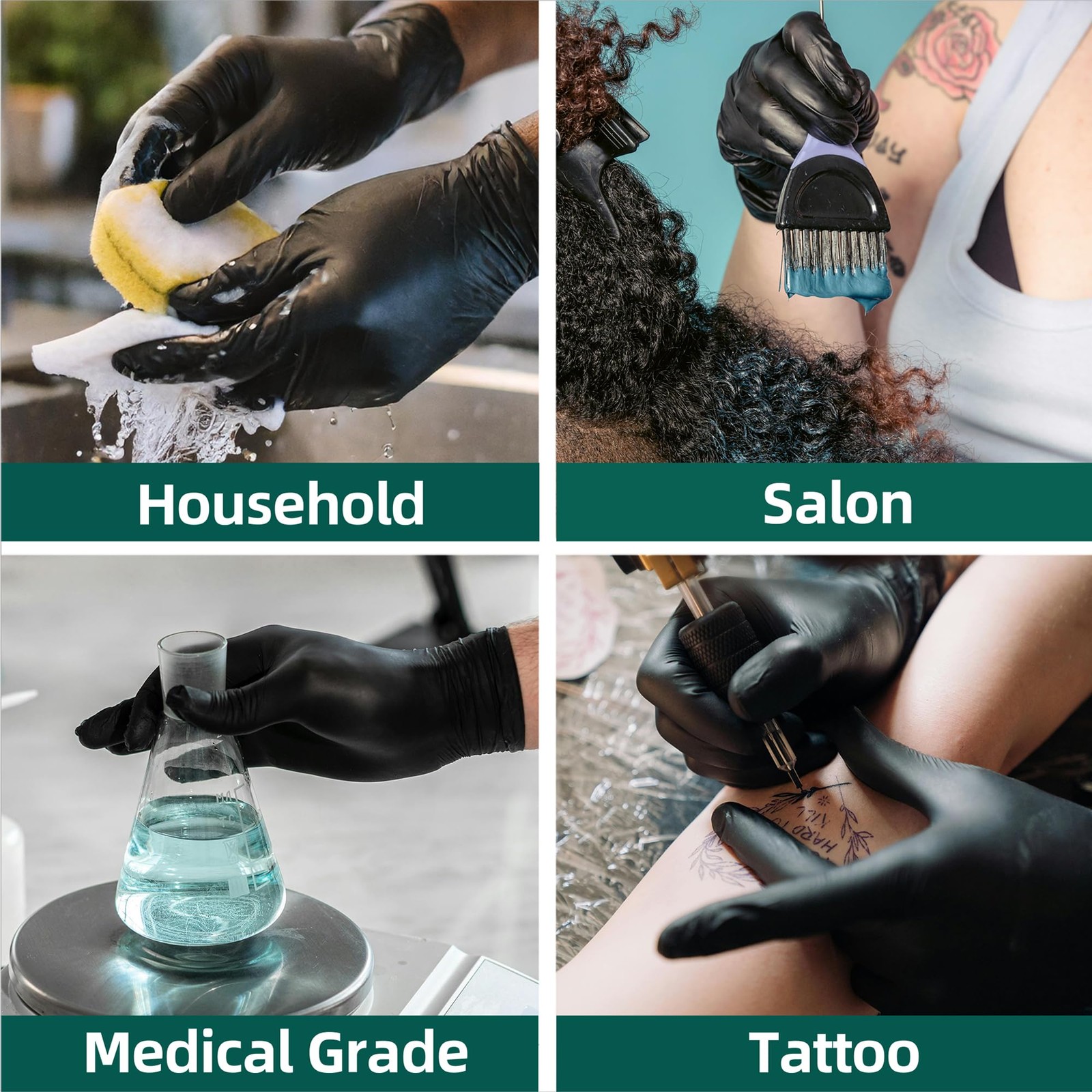Supmedic Vinyl Disposable Exam Gloves, Black 4 Mil Large, 100 Large (Black)