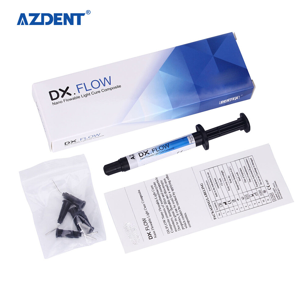 Dental Dentex Flowable Light Cure Composite Resin Medium Flow Syringes A2 Shade