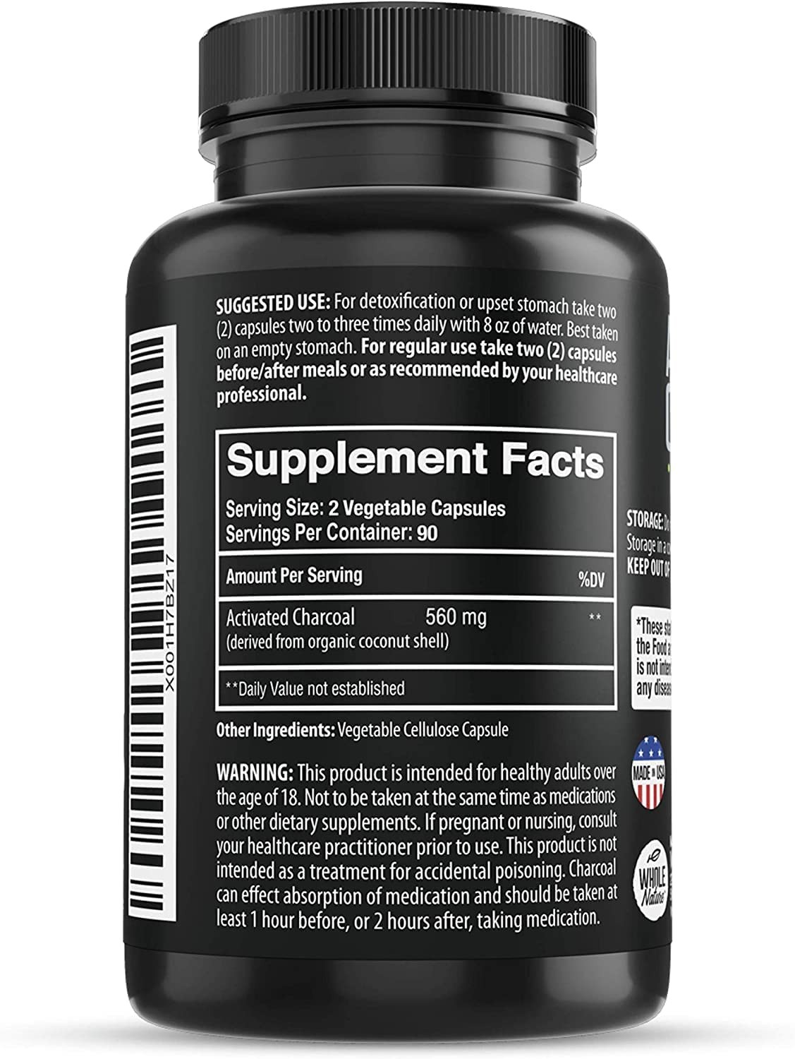 Pure Coconut Activated Charcoal Capsules – 180 18 Count (Pack of 10), Black