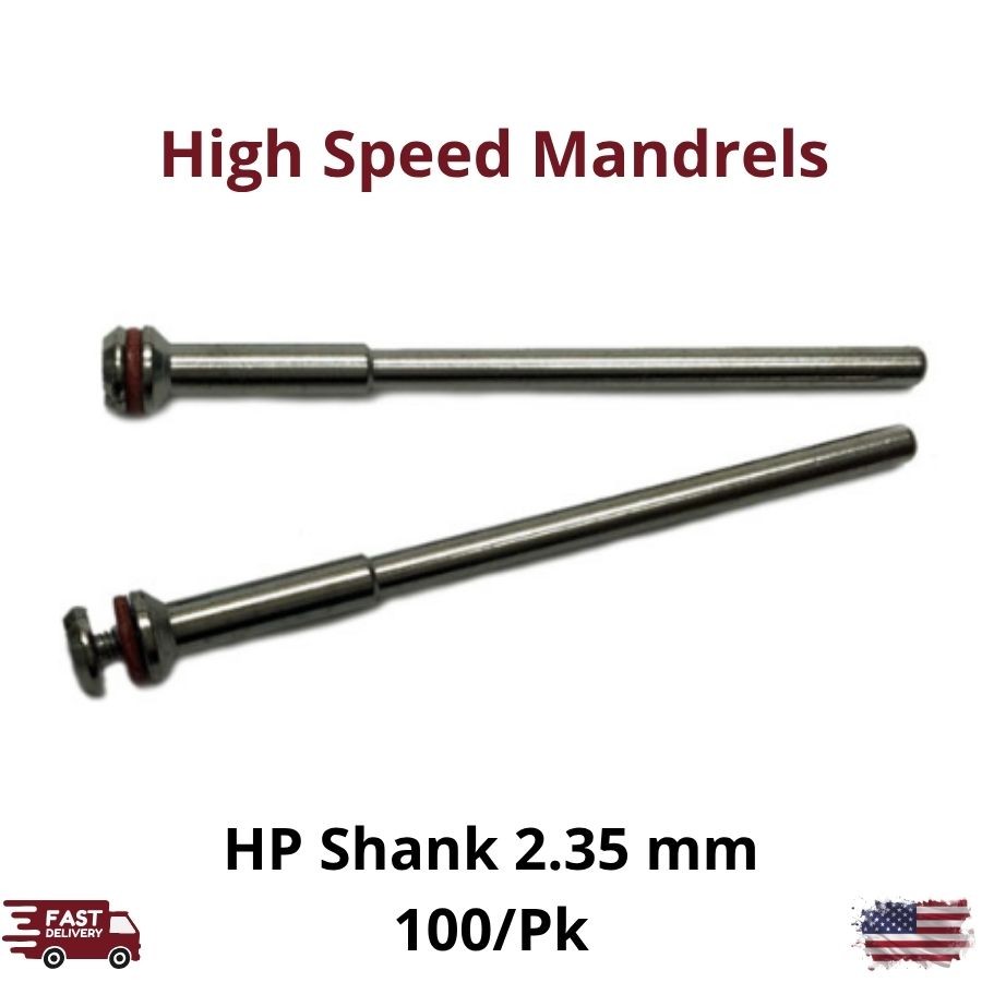 100/Pk HP High Speed Mandrels 2.35mm Shank Polishing Finishing Accessory Tools