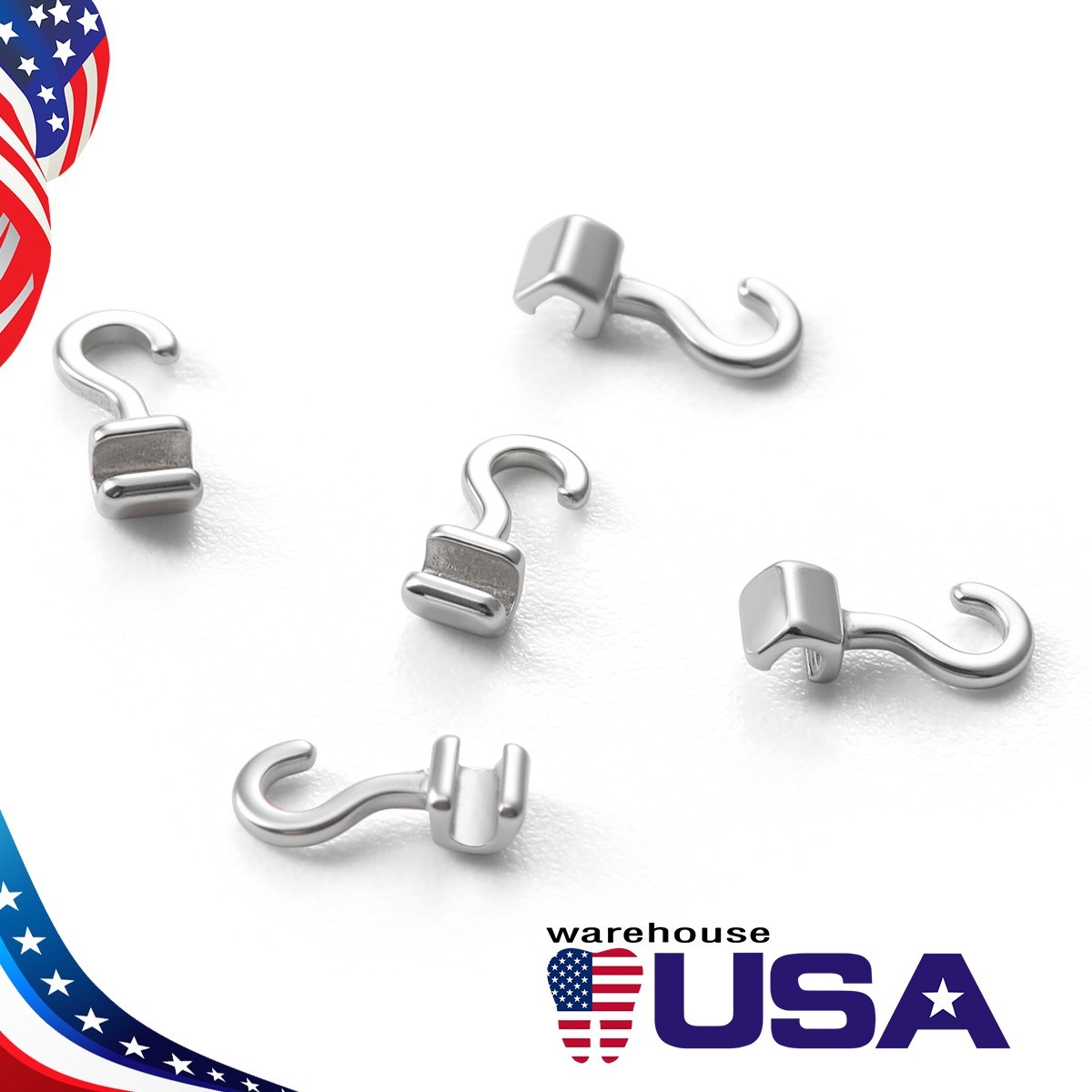 50pcs Dental Ortho Sliding Crimpable Hooks Long Right/Left Curved Crimpable Hook