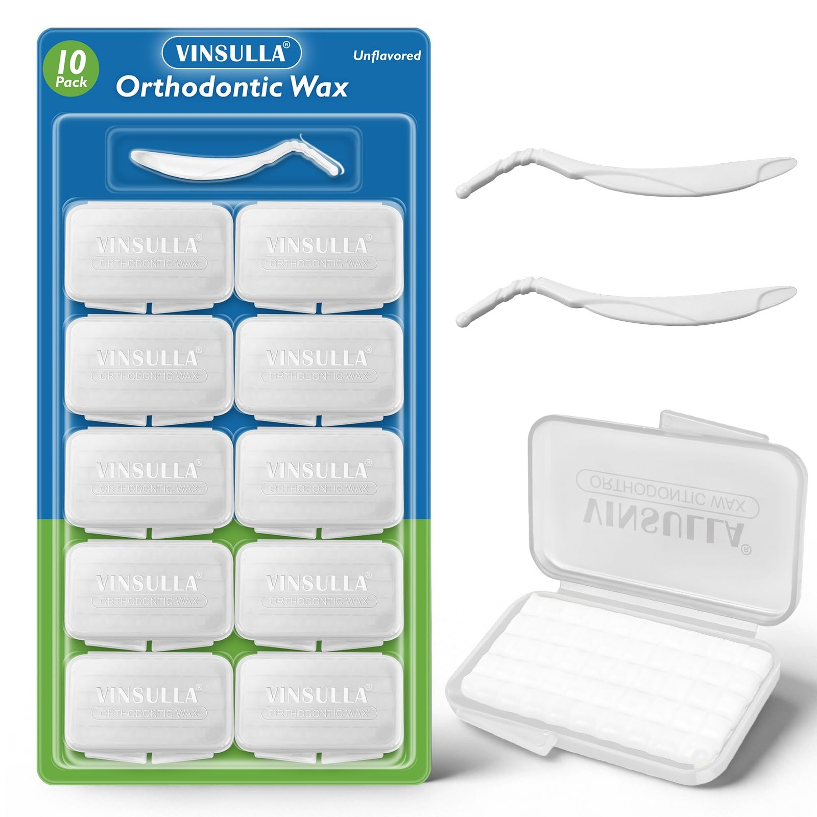 VINSULLA Orthodontic Wax for Braces – 500 Precut Dental 500 Count, White
