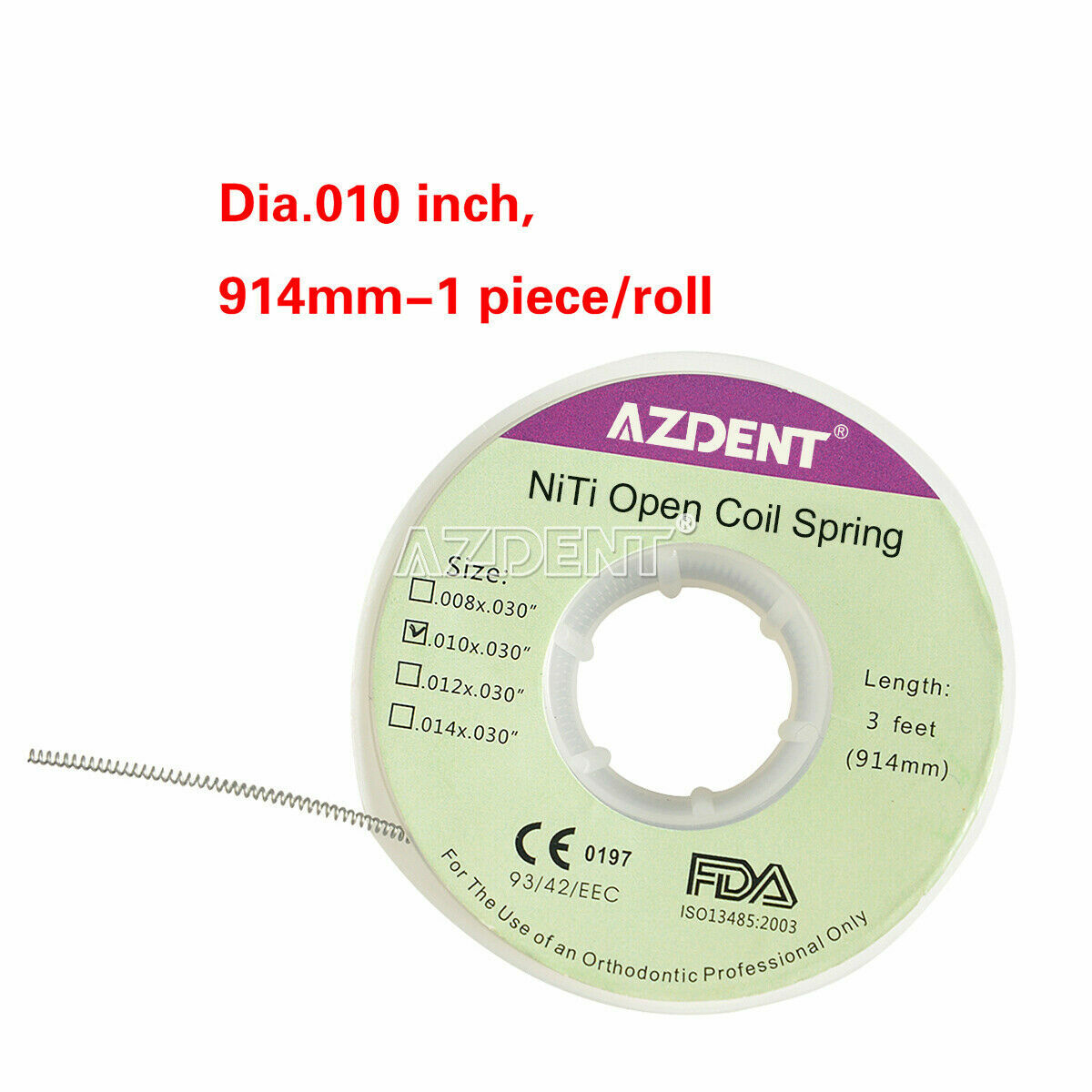 AZDENT Orthodoncia Dental NITI Resorte en espiral abierto 010 * 030 ″ 914mm