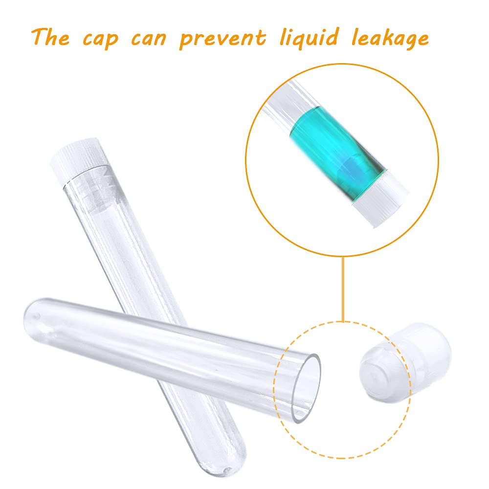 50Pcs Clear Plastic Test Tubes with Rack,16 X 100Mm Tube with Caps and 50 Holes