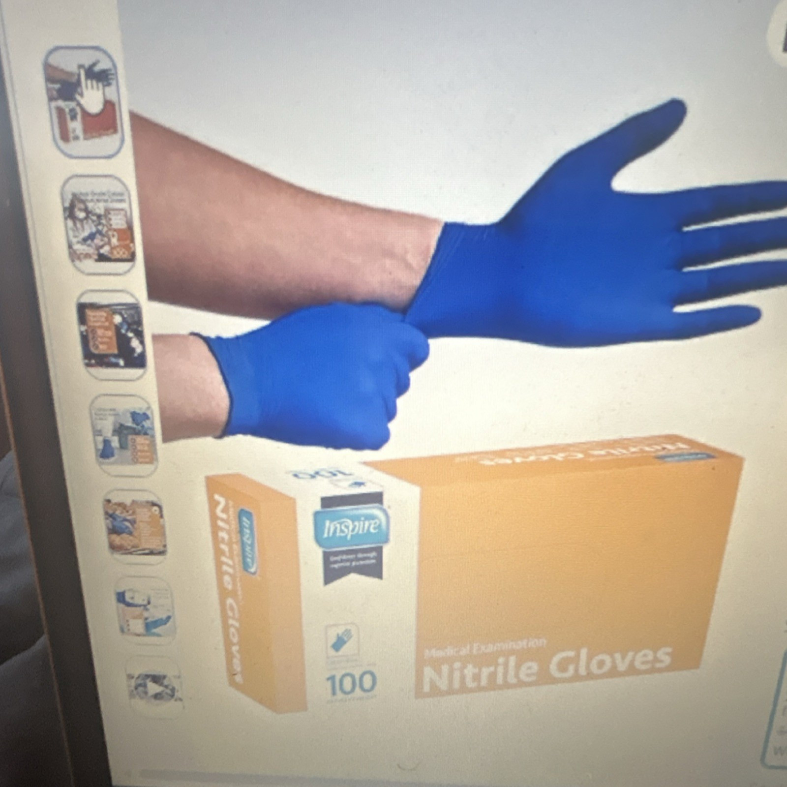 Inspire Medical Examination Nitrile Gloves Cobalt Blue Box of 100