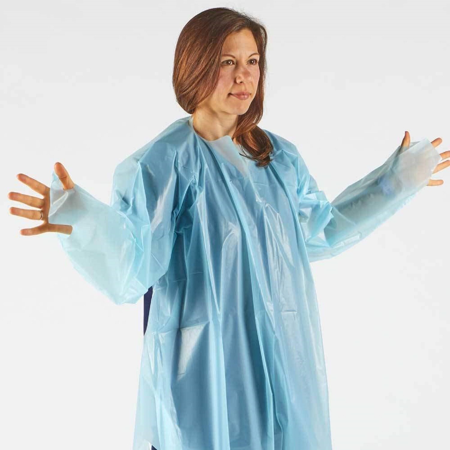 150ct case Polyethylene Level 1 Disposable Non-Surgical Isolation Gowns Blue