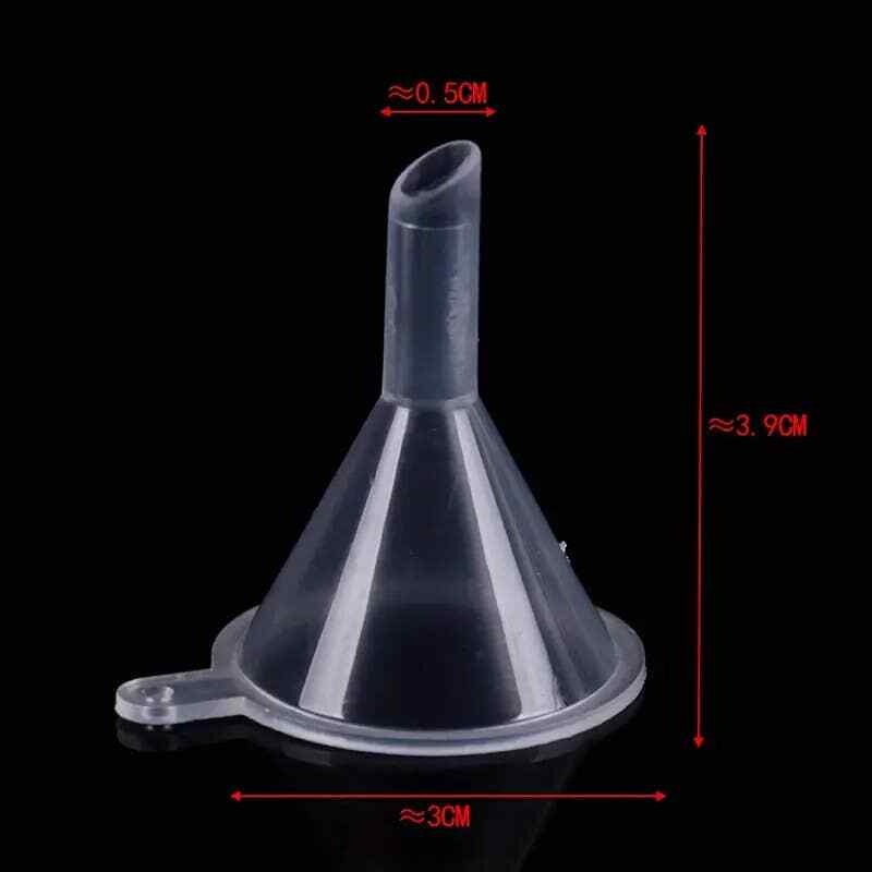 10 Pack Clear Mini Plastic Funnels for Lab Bottles, Oils, Perfumes, Powder, etc