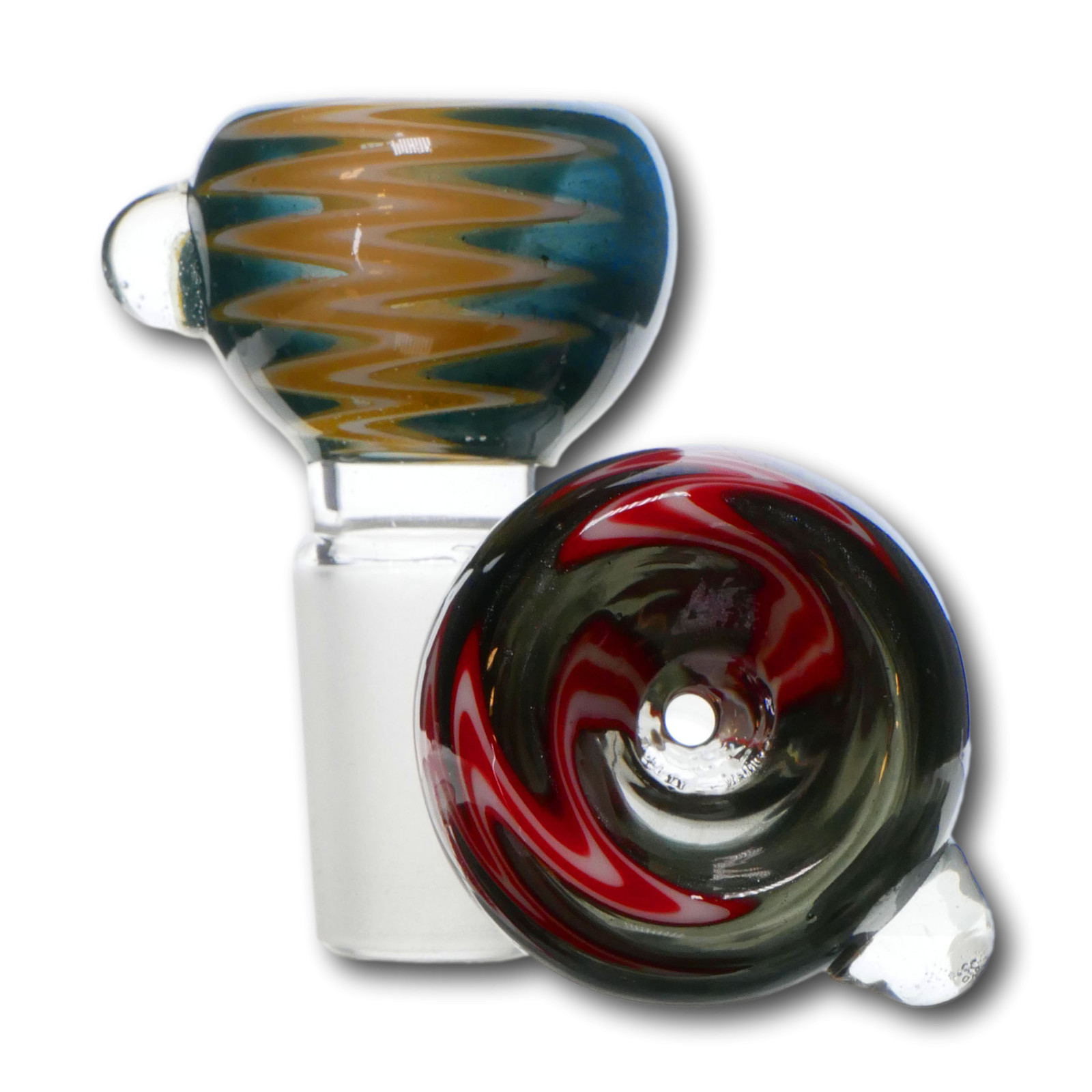 Lab Glass Color Reversal Wig Wag Bubble Slide Bowl with Clear Marble Personal Sz