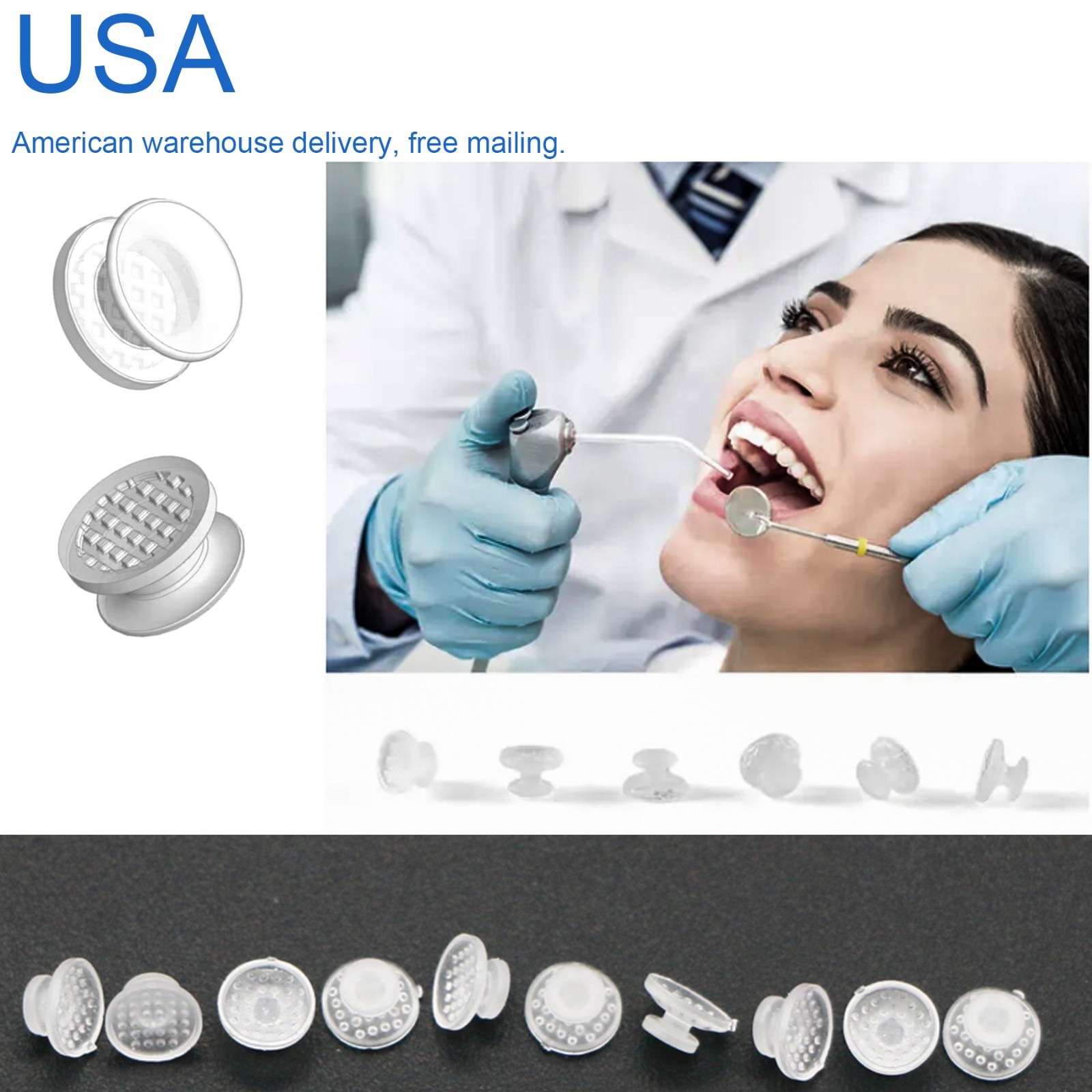 US Dental Ortho Lingual Buttons Bondable Round Mesh Base Metal/Ceramic Composite