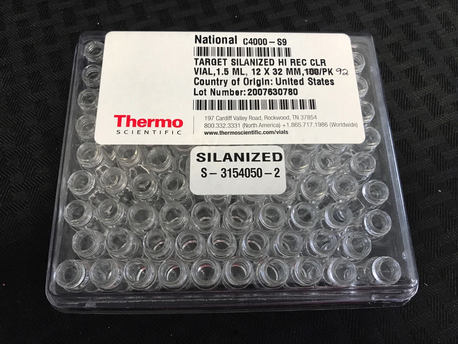 (92) NATIONAL SCIENTIFIC 1.5mL Hi Recovery Clear Glass Vial 12x32mm C4000S9