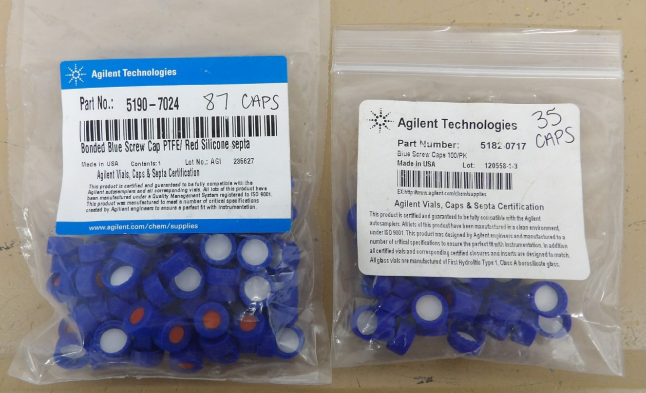 Agilent Technologies Blue Screw Caps, 122 Caps total see description for details