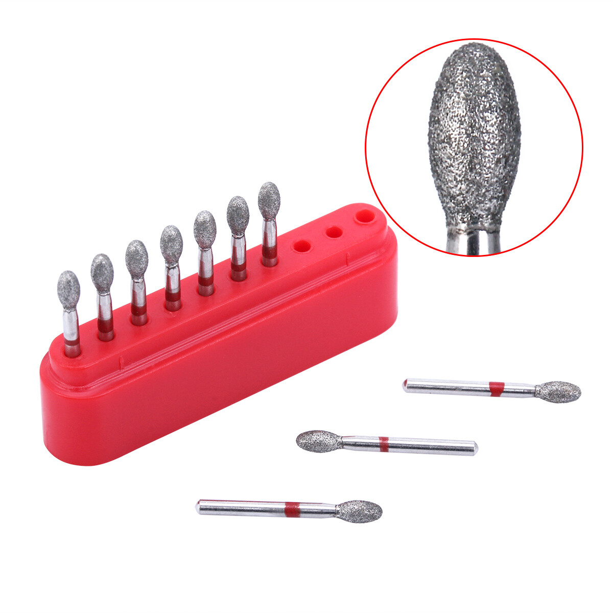 10Pcs/Box AZDENT Dental Diamond Burs FOOTBALL FINE RED Friction Grip 379-023F