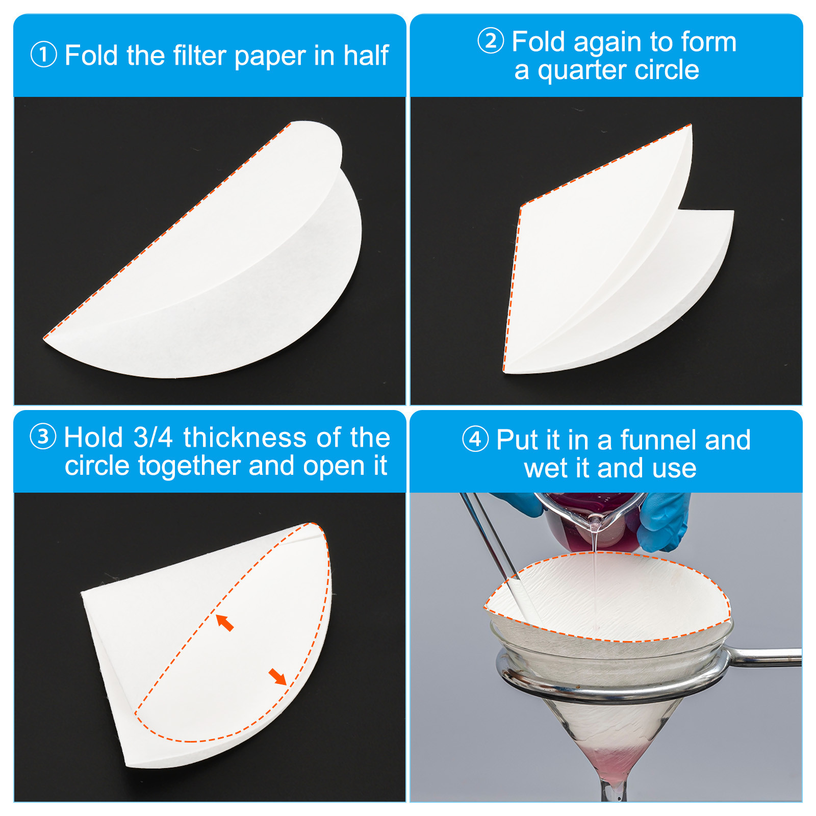 100Pcs 15cm Qualitative Filter Paper Circles, Fast Speed Round Lab Paper