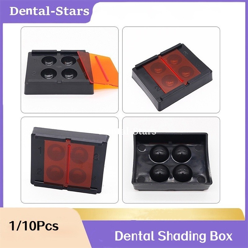 1/10Pcs Dental 4 Holes Composite Resin Shading Light Mixing Wells Tray With Lid