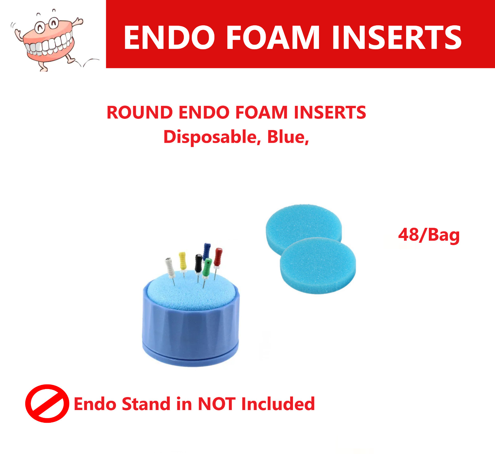 Dental Endo Clean Stand Cleaning Foam Refill, Round, Square Endo Foam Inserts