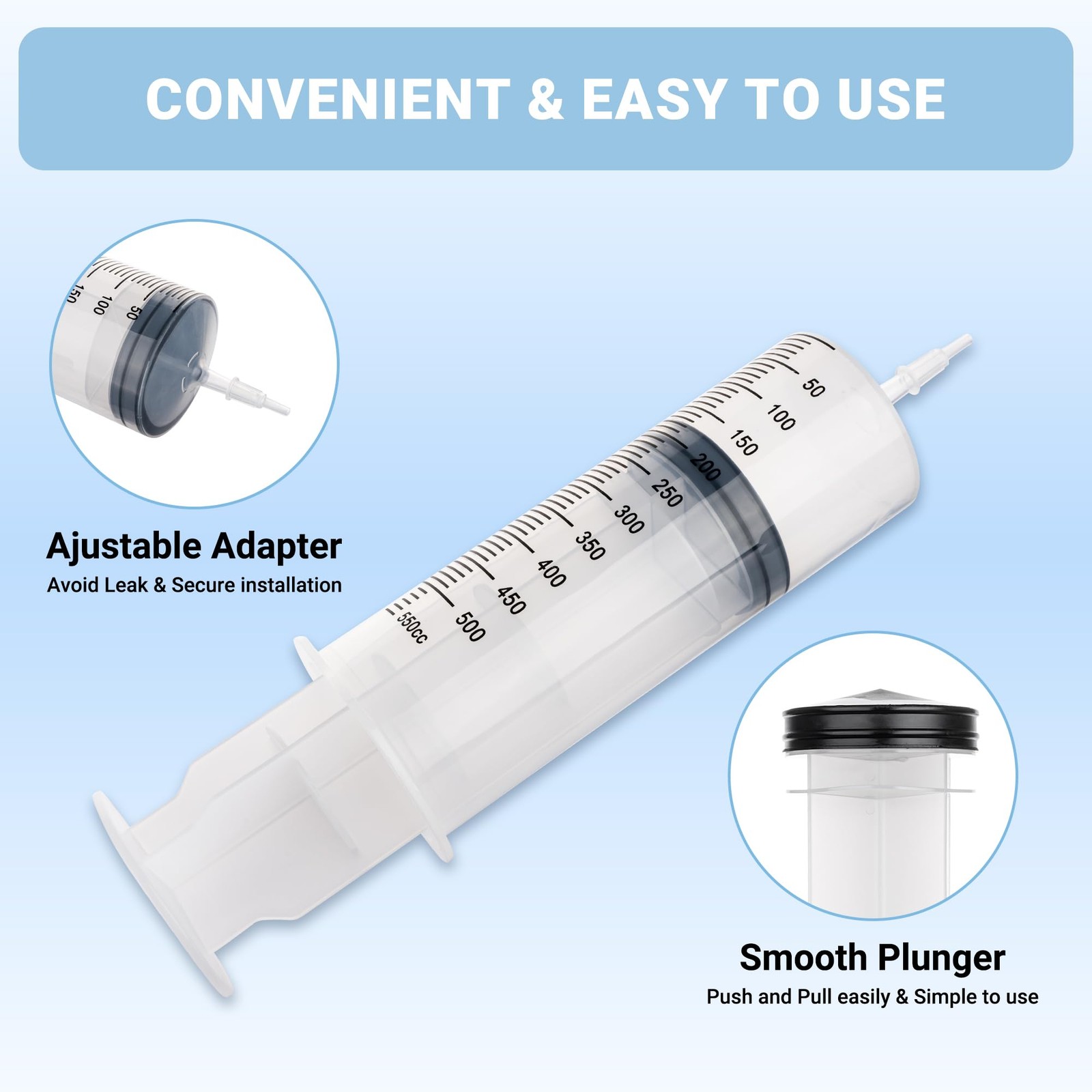 500ml Large Syringe, Plastic Syringe with Tip Adapter, for Thick Liquids for …
