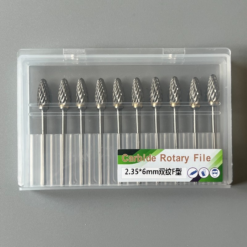 10Pc Dental Lab Polishing Bur F6 Drills Tungsten Steel Carbide Burs Burrs 2.35MM