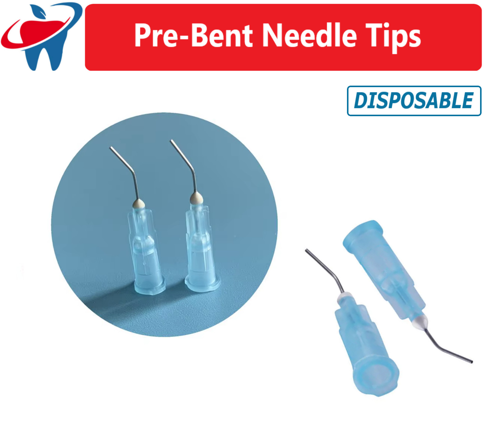 100 (Blue) Pre Bent Needle Tips for Etch – Sealant Pre-Bent needle tips 25 Ga.