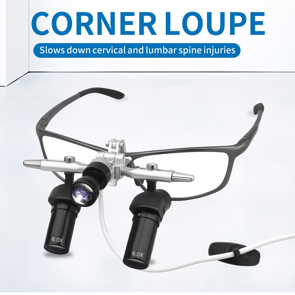 6X Dental 48° Ergo Loupes Medical Magnifiers with 5W Adjustable LED Spotlight