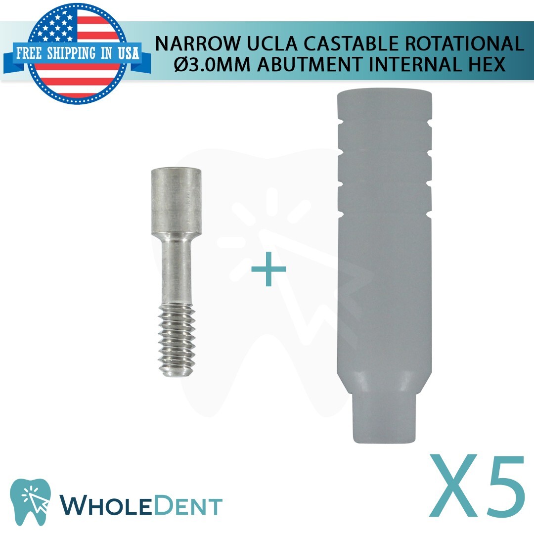 5x Narrow UCLA Castable Rotational Abutment Int Hex 2.0 Dental Instrument Tool