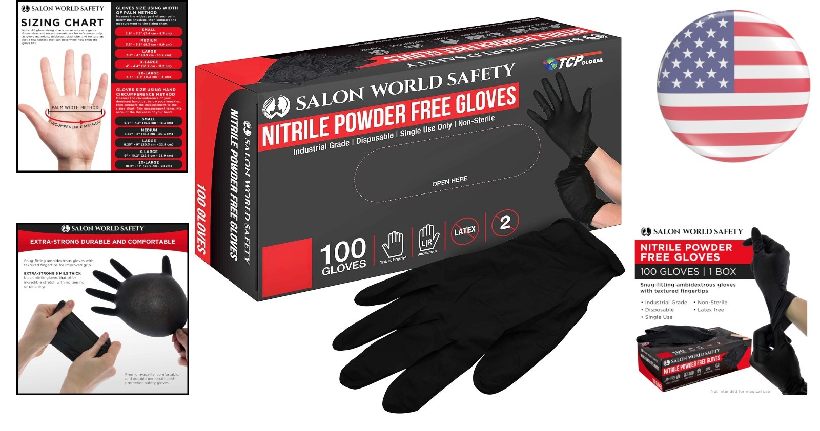 X-Large Black Nitrile Gloves, 100 Pack – 5 Mil, Waterproof & Textured for Grip