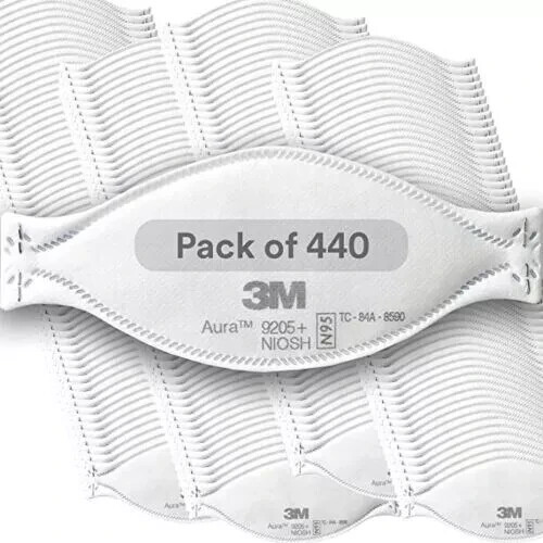 3M Aura 9205 N95 NIOSH Flat Fold Particulate Respirator case of 440 SINGLE PACK