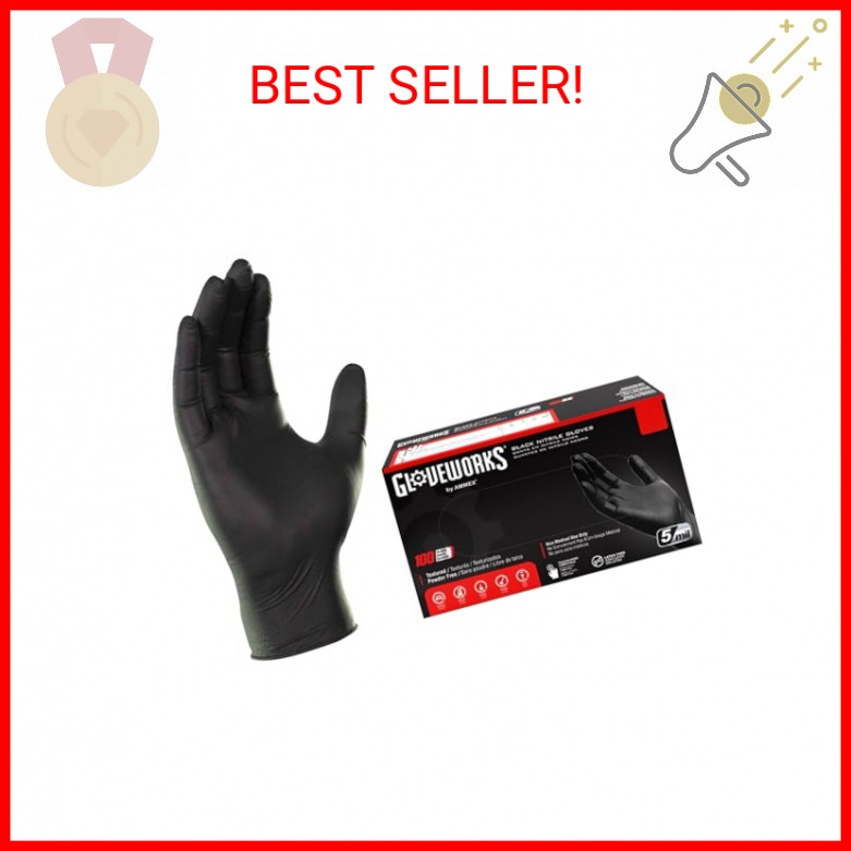 GLOVEWORKS XL Black Nitrile Gloves for Cooking, Food Prep, Disposable, 5 Mil, Fo