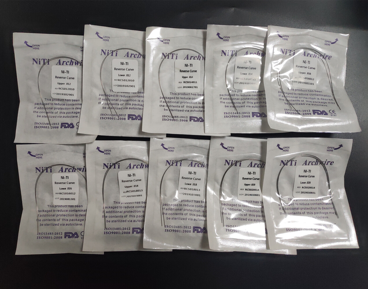 Dental Wires Orthodontics Arch Wire Reverse Curve Niti Round Wire 2Pcs/Pack