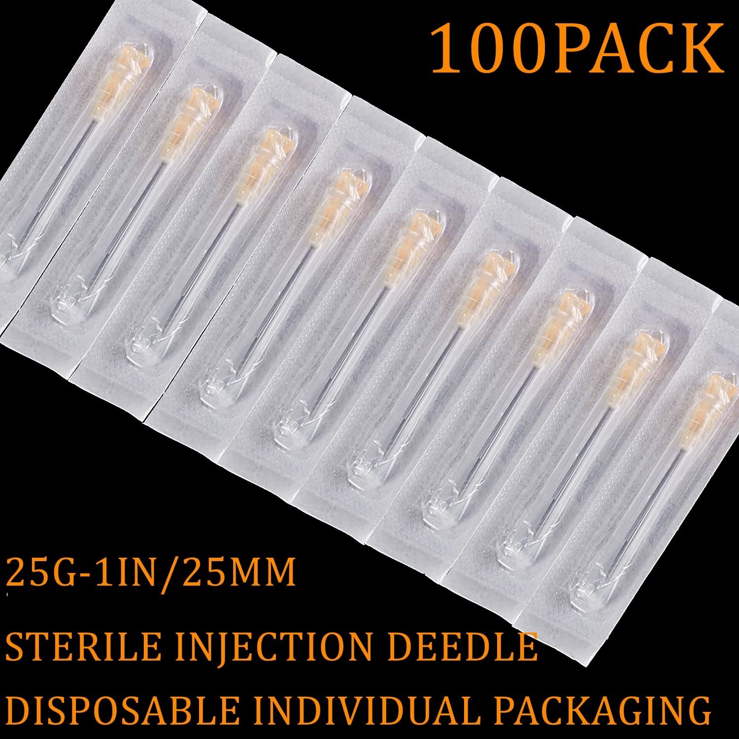 Versatile 100 Pack 25Gauge 1 Inch Luer Lock Needles for Medical & Art Use