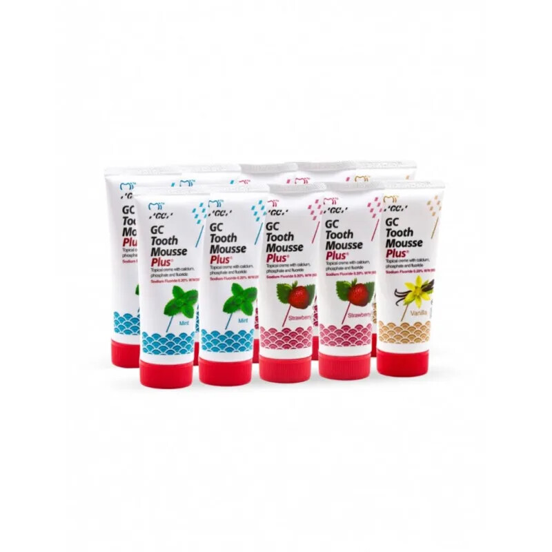 GC Tooth Mousse Plus Strawberry Mint and Vanilla Topical Tooth Cream Pack Of 10