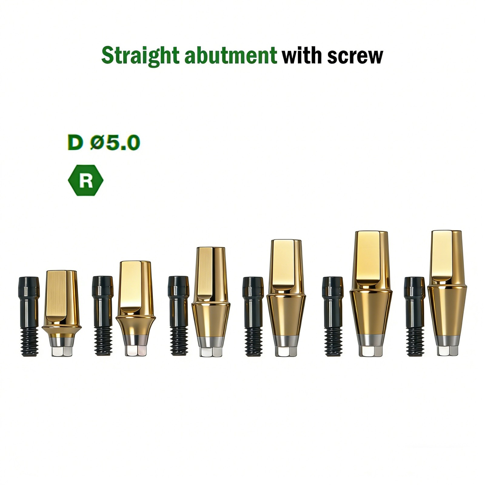 US Straight Transfer Abutment Regular Ø5.0 For Osstem Hiossen Hex 7.0mm Implants