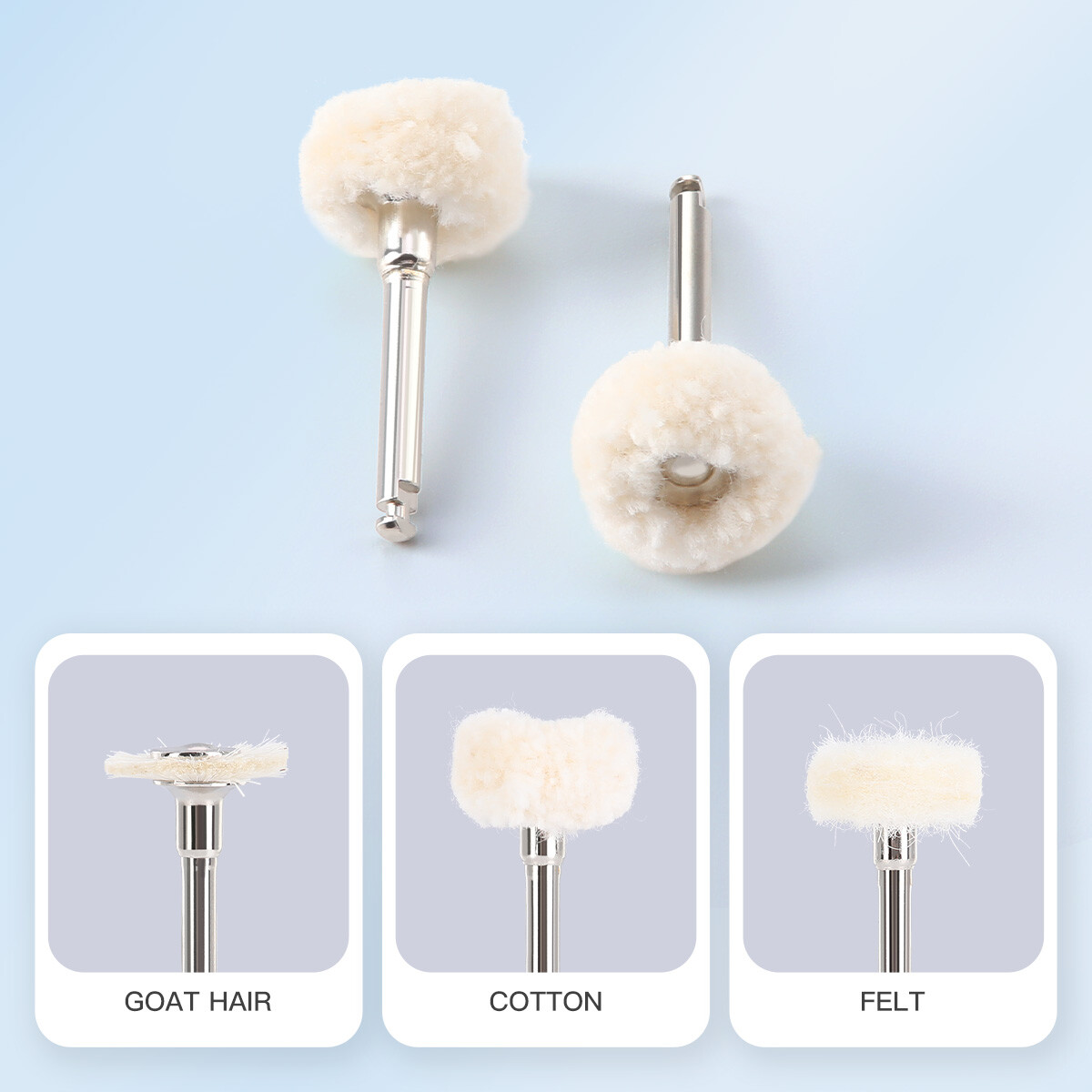 Dental Lab Goat Hair Polishing Brush Buffing Wheel 2.35mm for Rotary Tools