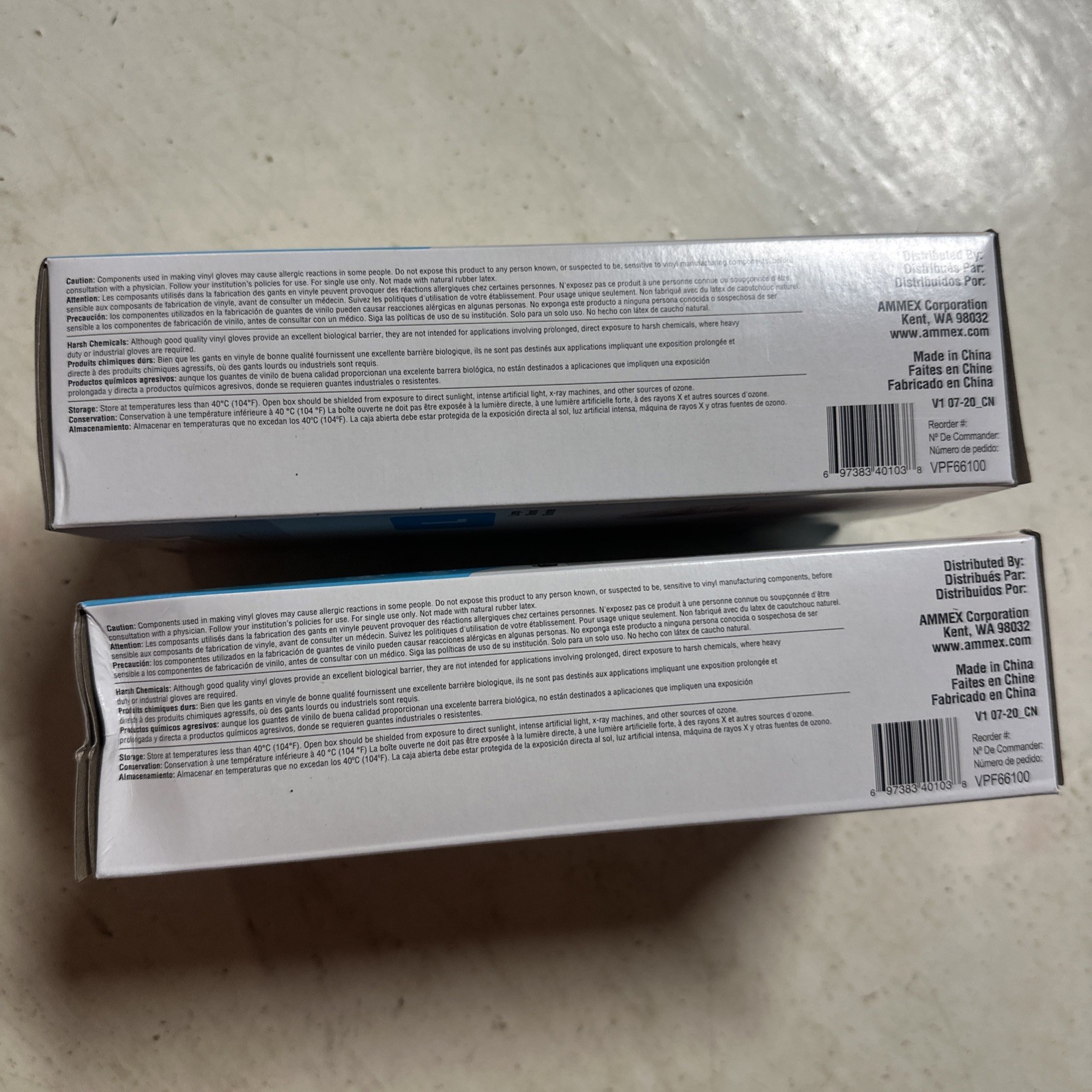 200 Exam Gloves 2 Boxes AMMEX Professional Vinyl Latex & Powder Free Size Large