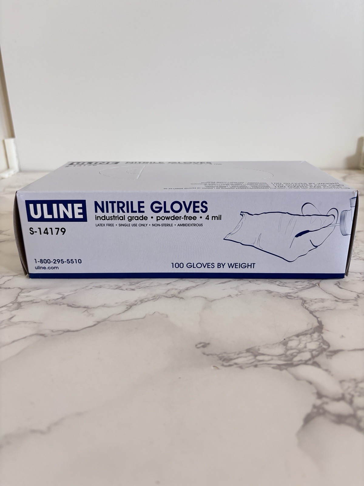 ULine Nitrile Gloves S-14179 Industrial Grade Nitrile Gloves Size M 100 Count