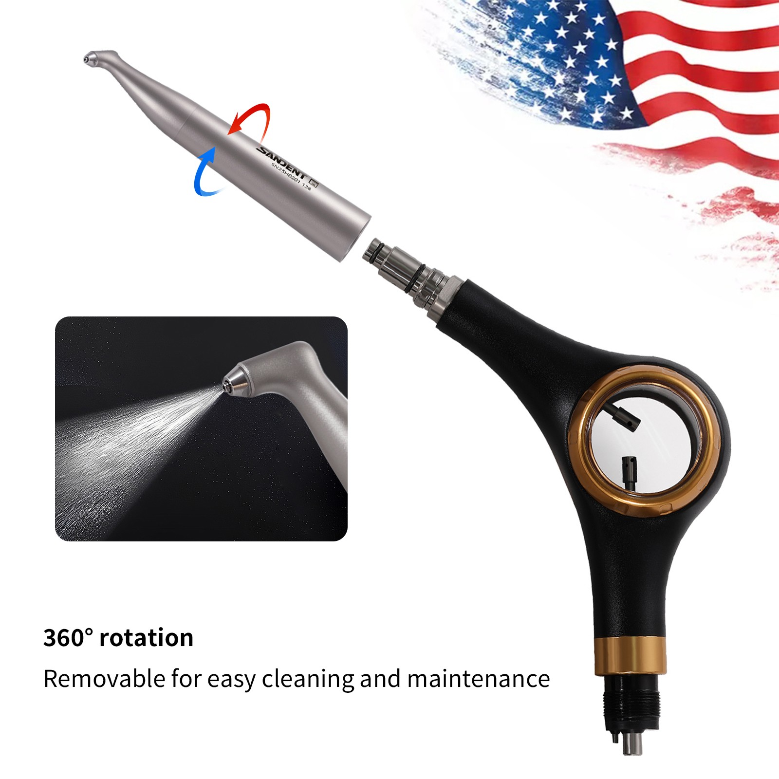 SANDENT Dental Air Flow Prophy Air Polisher Supra Handpiece 4 Holes
