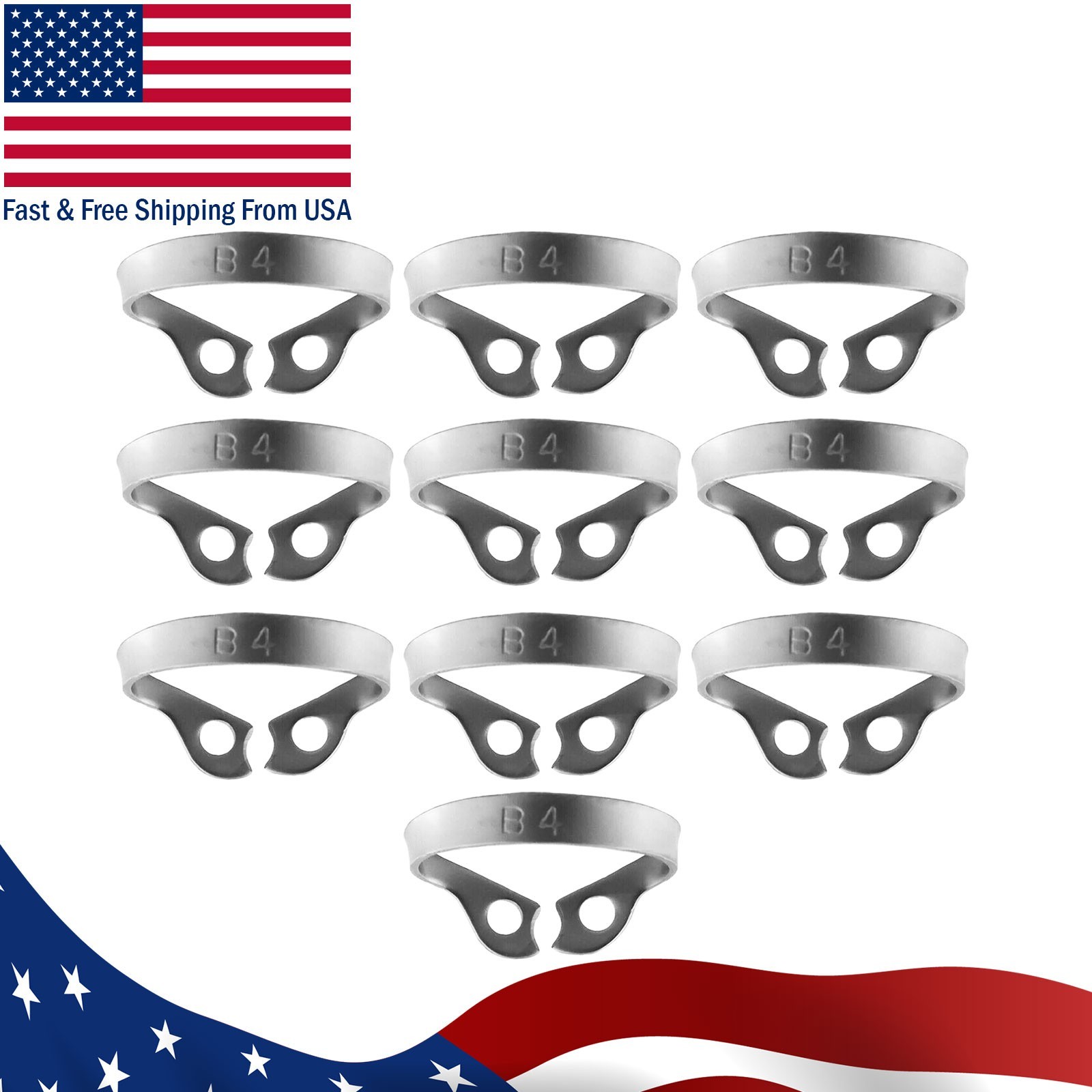 10Pcs Dental Universal Bicuspids Premolar Brinker Tissue #B4 Rubber Dam Clamps